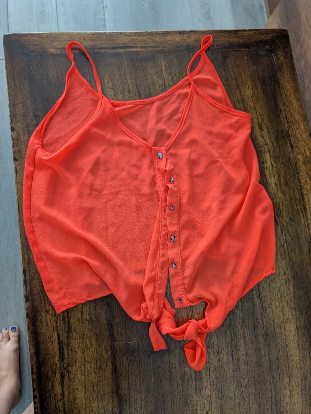 Medium Neon orange Tank Top - Bright Solid Color - Side Tie